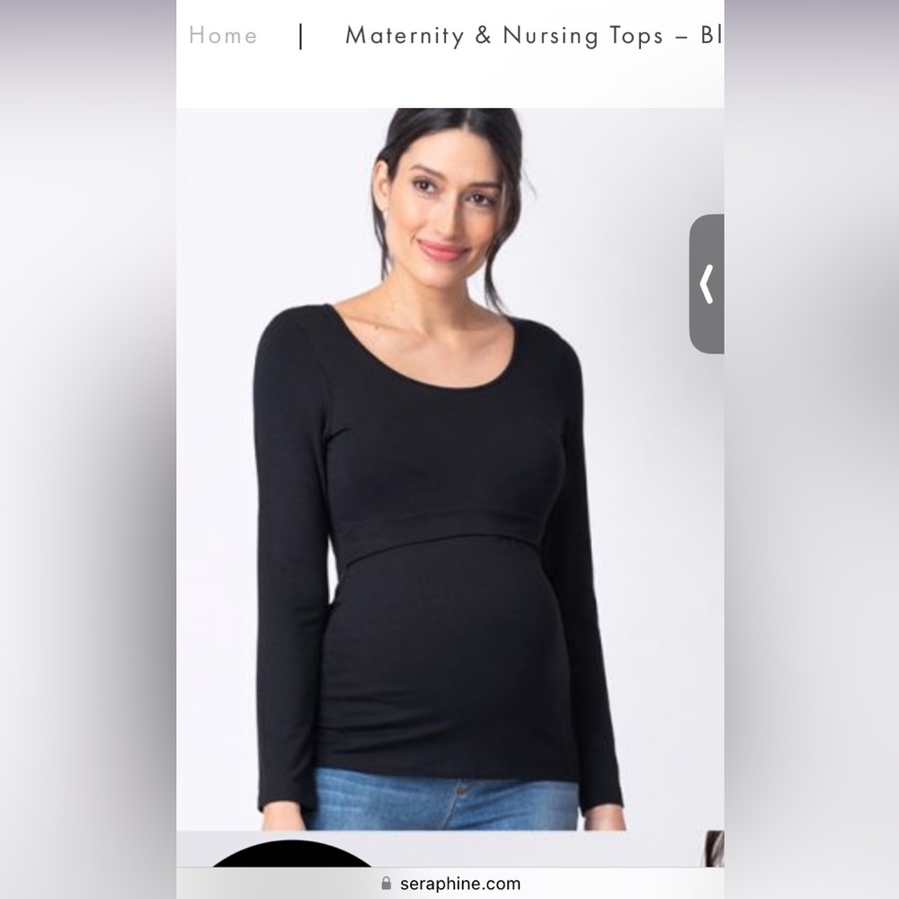 Seraphine long sleeve black nursing top small